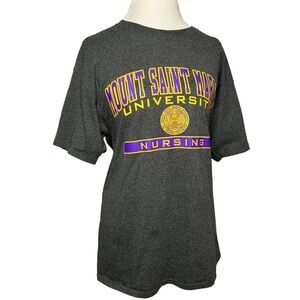 CHAMPION T-shirt Mount St. Mary's Scoop neck Heathered gray S/S NURSING Large